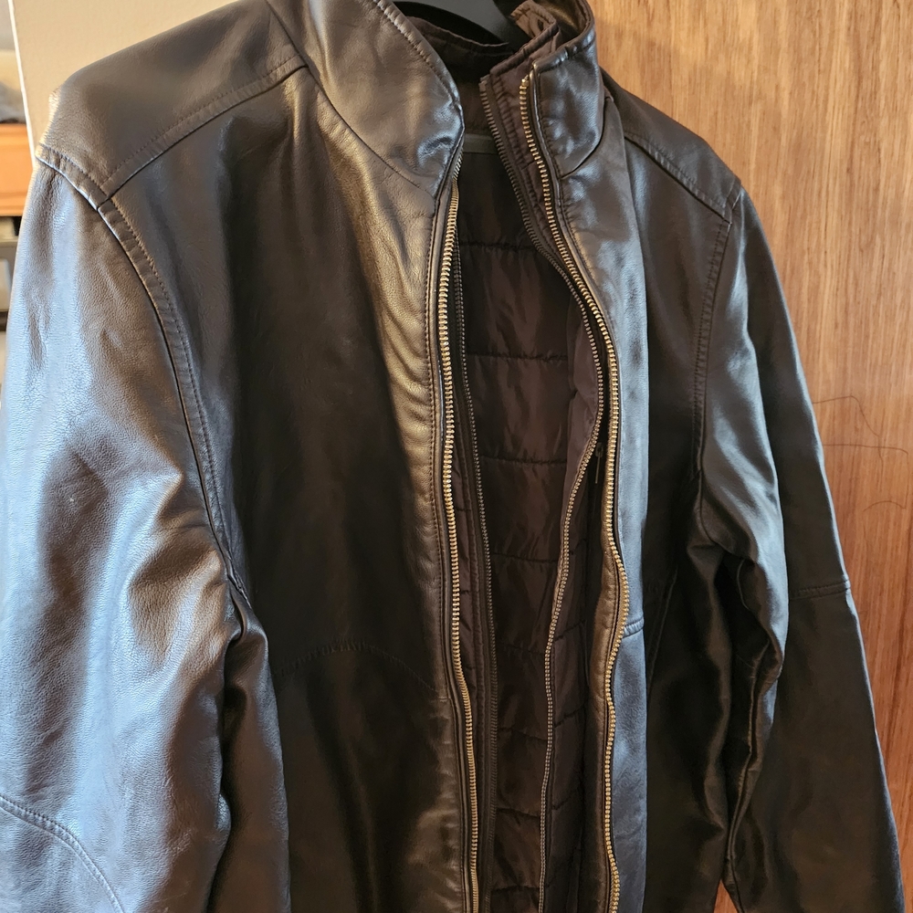 Dockers Men's Dark Brown Leather Jacket